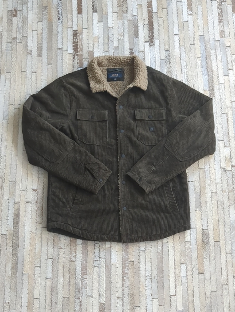 Roark Men's S Hebrides Corduroy Sherpa Lined Brown Jacket